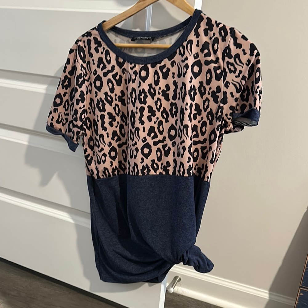 Leopard Print and Navy Top